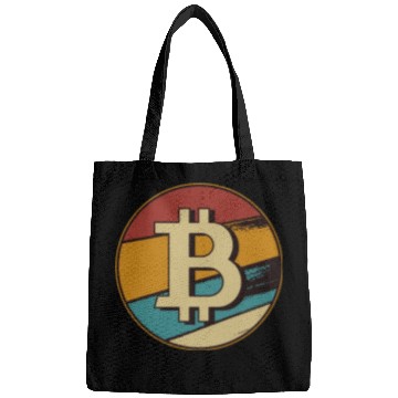 Discover Bitcoin retro sunset crypto design Bags