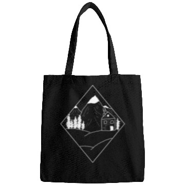 Discover landscape: mountains, cabin and trees, lifestyle Bags