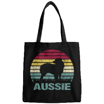 Discover Aussie Australian Shepherd Retro Silhouette Bags