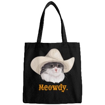 Discover Meowdy Sad Cat Wearing a Cowboy Hat Meme Bags