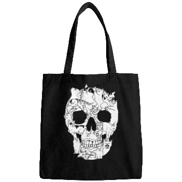 Discover Cat Skull Kitty Skeleton Grunge Style Funny Cat Bo Bags