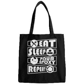 Discover Epoxy Resin Eat Sleep Repeat River Table Bags