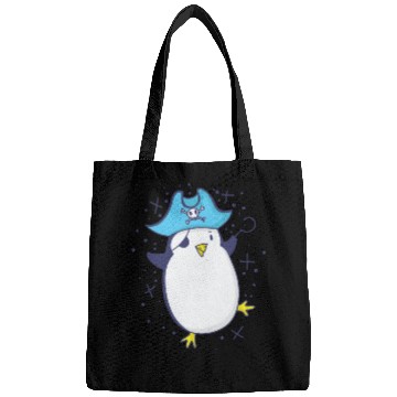 Discover Pirate penguin with pirate hat and eye patch Bags