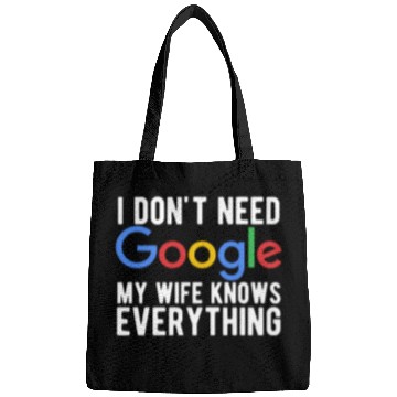 Discover I Don't Need Google My Wife Knows Everything Bags
