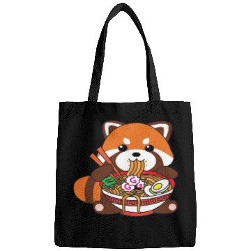 Discover Cute Kawaii Red Panda Eating Ramen Noodles Bags