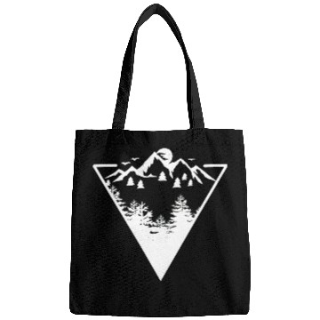 Discover Triangle frame artwork with wilderness landscape Bags