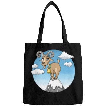 Discover Mountain goat peaks with snow cartoon Bags