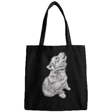 Discover Cute Baby Howling Wolf Cub Sketch Bags