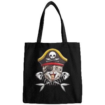 Discover Cat Pirate Jolly Roger Flag Skull Crossbones Capta Bags