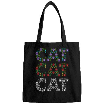 Discover Cat mom and cat dad funny cat paws and fish bone Bags