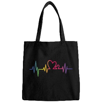 Discover Pride Rainbow heart beat Bags