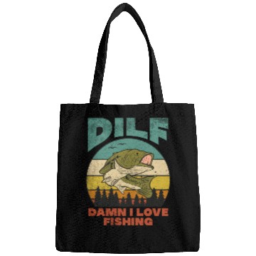 Discover DILF Damn I Love Fishing Fisher Angler Bass Trout Bags