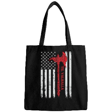 Discover Veteran Gift-American Flag Viking Axe Til Valhalla Bags