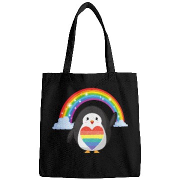 Discover LGBT Pride Heart Penguin Shiny Rainbow Bags