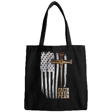 Discover Faith Over Fear Christian American Flag Bags