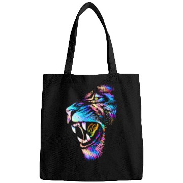 Discover Colorful Lion Head Portrait Drawing - Roaring Lion Bags