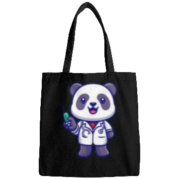 Discover Cute panda doctor with syringe Bags