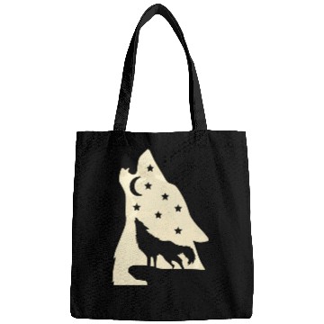 Discover Wolf silhouette howling wolf moonlight Bags