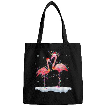 Discover Flamingo Christmas Tree Santa Hat Xmas Light Merry Bags
