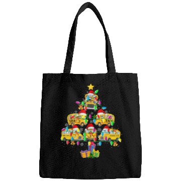 Discover School Bus Christmas Tree Funny Santa Bus Driver Bags