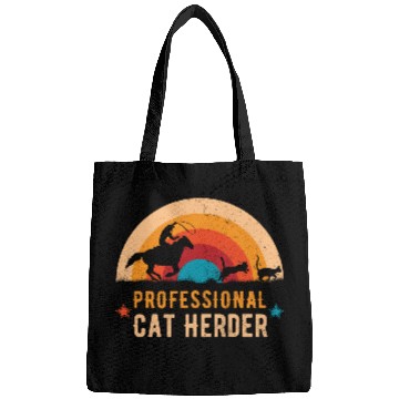Discover Professional Cat Herder into retro sunset Bags