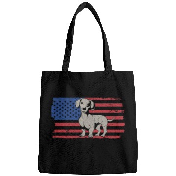 Discover Wiener, Dachshund, US FLAG Bags