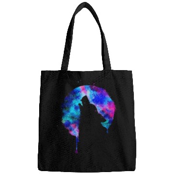 Discover Howling wolf full moon wolves galaxy stars sky Bags