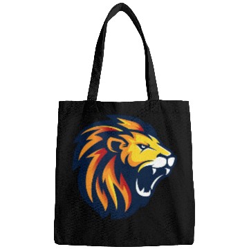 Discover angry lion face Bags