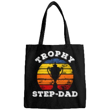 Discover Funny Trophy Step Dad Retro Sunset Fathers Day Bags