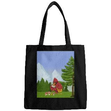 Discover Cardinal Bird Foraging Collecting Mushrooms Bags