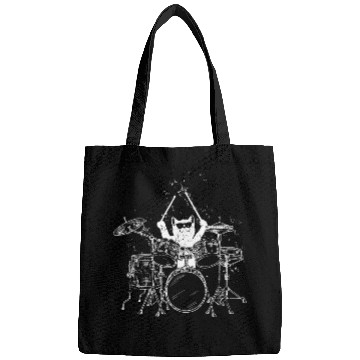 Discover Punk Rockstar Kitty Cat Drummer Playing Drums Bags