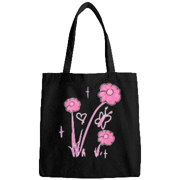 Discover flowers pink butterfly nature heart Bags