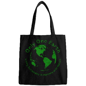 Discover Only One Earth - dark green vintage design Bags