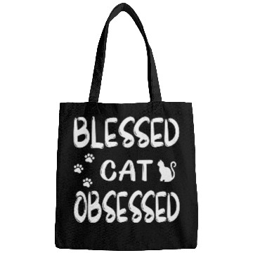 Discover blessed cat obsessed Bags