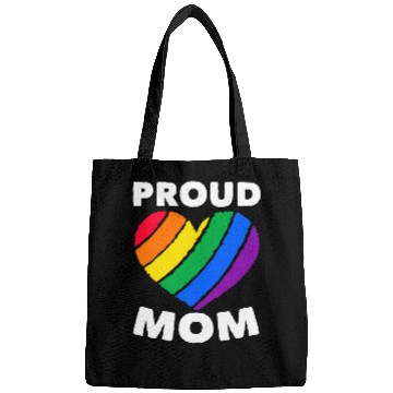 Discover Proud Mom Colorful Heart LGBTQ Rainbow Flag Bags