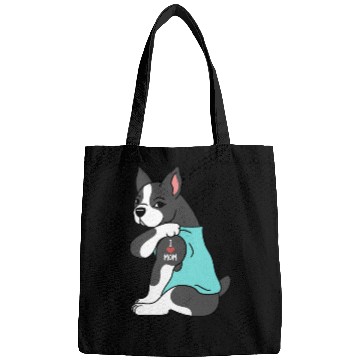 Discover I Love Mom Tattoo Boston Terrier Bags