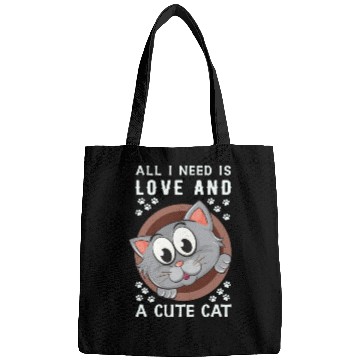 Discover All i need is love and cute cat Bags