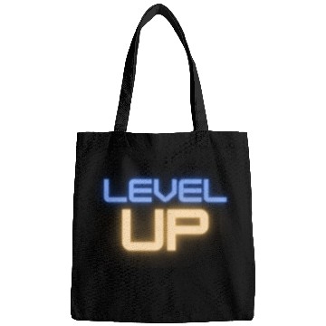 Discover Black Level Up Neon Typography Bags