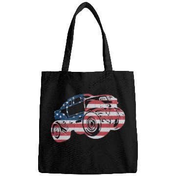 Discover Monster Truck American Flag Racing USA Patriotic Bags