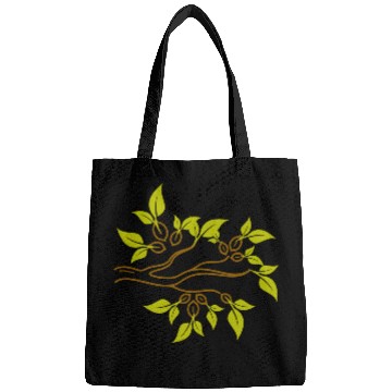 Discover Tree branches and tree leaves - modern artwork Bags