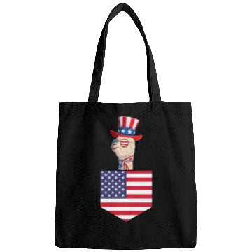 Discover Llama Patriotic Day US Flag Llama Pocket 4th of Bags