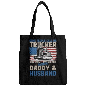 Discover Truck Driver Trucker Daddy Husband US Flag Bags