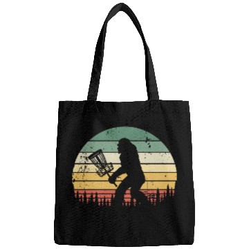 Discover Funny Bigfoot Disc Golf Trees Vintage Sunset Bags