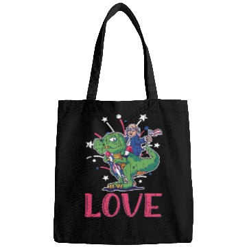Discover Love America Washington Dinosaur USA 4th Of July Bags