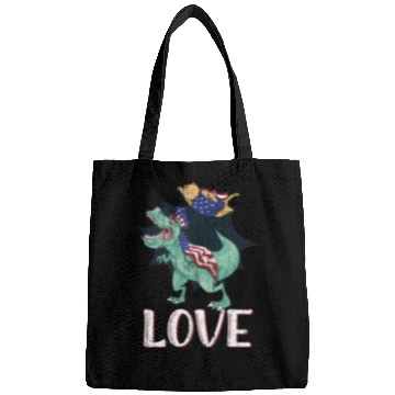 Discover Love America Cat Dinosaur USA Flag 4th Of July Bags