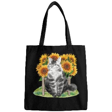 Discover Black Cat With SunFlowers, Gifts For Kitten Lovers Bags