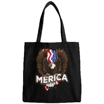 Discover Merica 4th of July Bald Eagle USA American Fla Bags