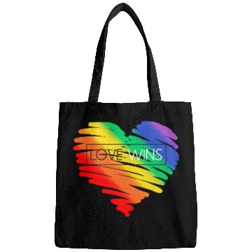 Discover LGBT Rainbow Heart Love Wins Gay Lesbian Trans Bi Bags