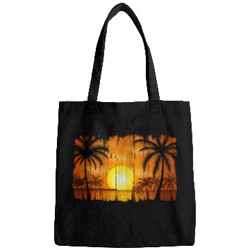 Discover Retro Sunrise, Beach, Palm Trees, Vacation Bags
