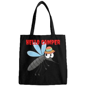 Discover Hello camper | Cute mosquito with a colorful hat Bags